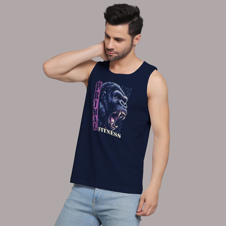 Juxar mens gorilla graphic gym sando navy blue sleeveless fitness tank top