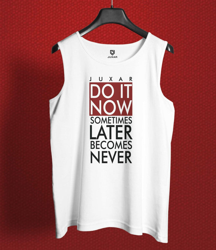 Juxar men's white sleeveless gym boys clothing tank top with motivational Do It Now print