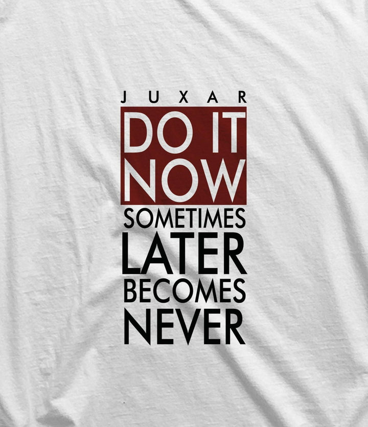 Juxar men's white t-shirt with motivational Do It Now design gym boys clothing