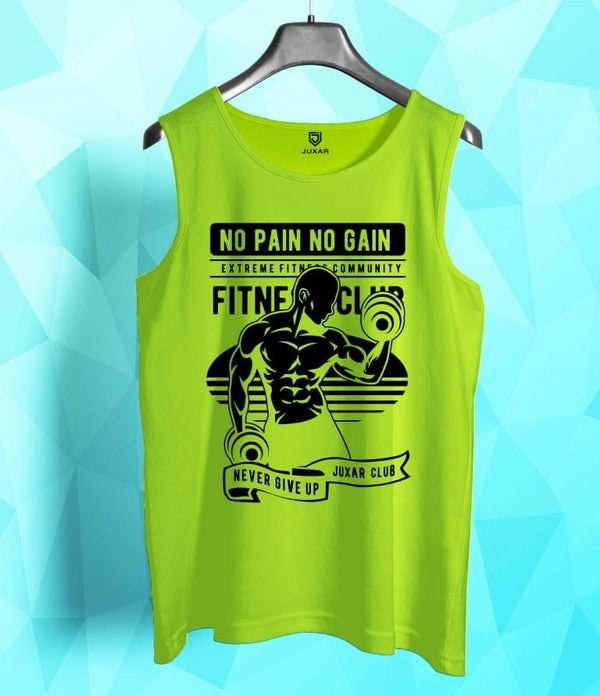 Juxar men's gym core aesthetic sando in bright green with fitness motivational print
