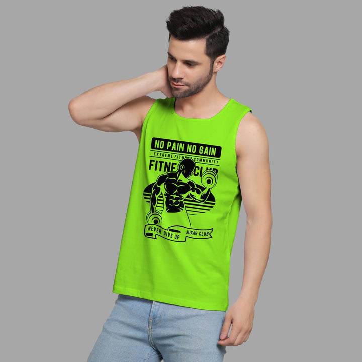 Juxar men's bright green gym core aesthetic sando with fitness graphic and motivational text