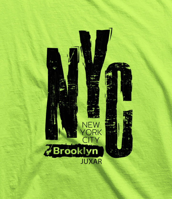 Juxar men's gym wear sando for adult with NYC Brooklyn graphic print in neon green