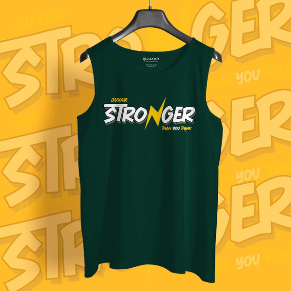 Juxar men’s black sleeveless tank top with stronger graphic design inspirational athletic wear