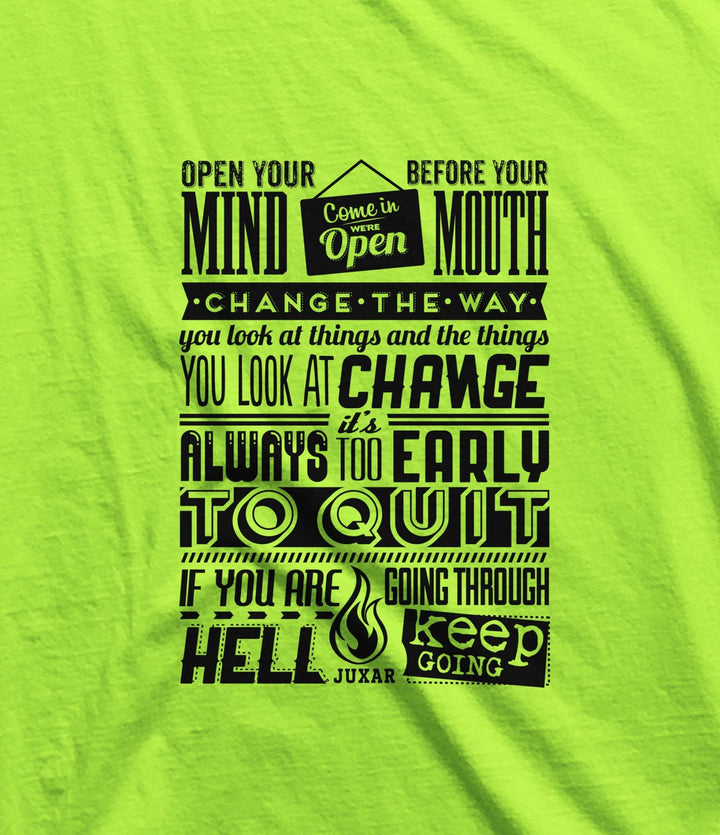 Juxar men's bright green inspirational quote workout sando with motivational text design