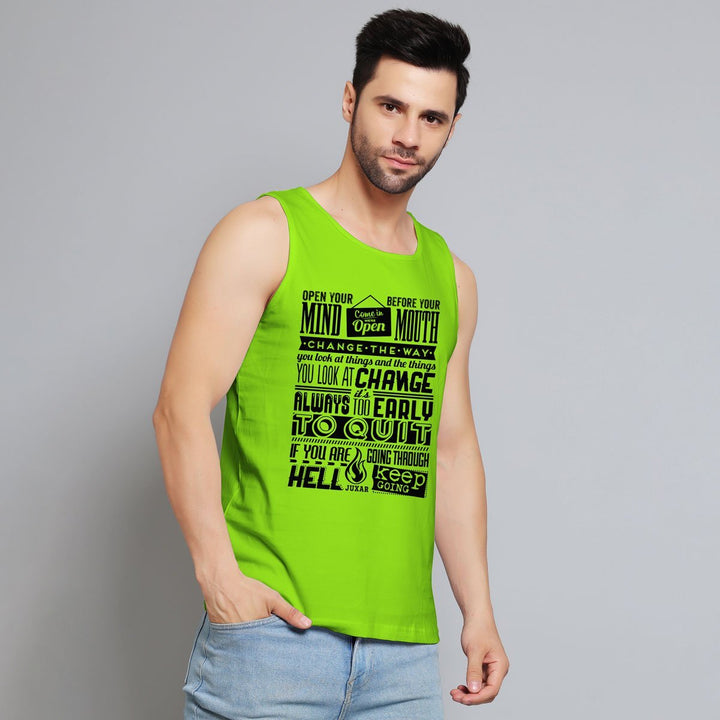 Juxar men's green inspirational quote workout sando with motivational text graphic