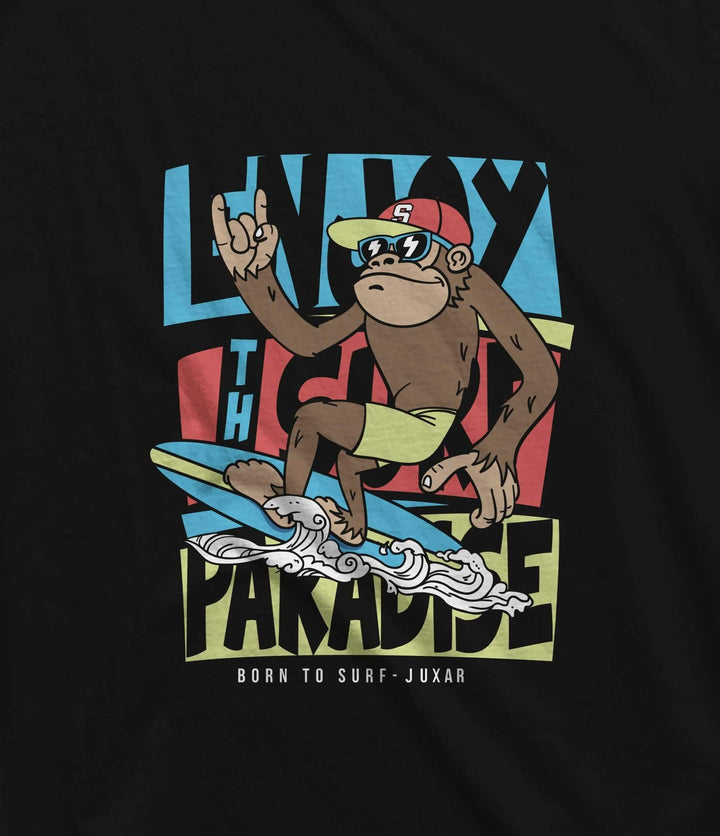 Juxar mens black vest with colorful surfing monkey graphic perfect for instagram shop vest