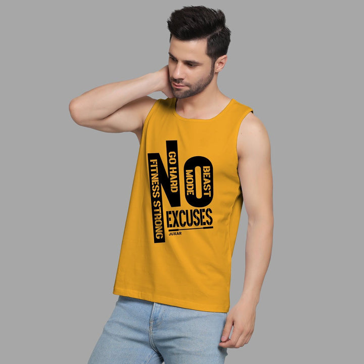 Juxar mens mustard logo statement sando with motivational black text print