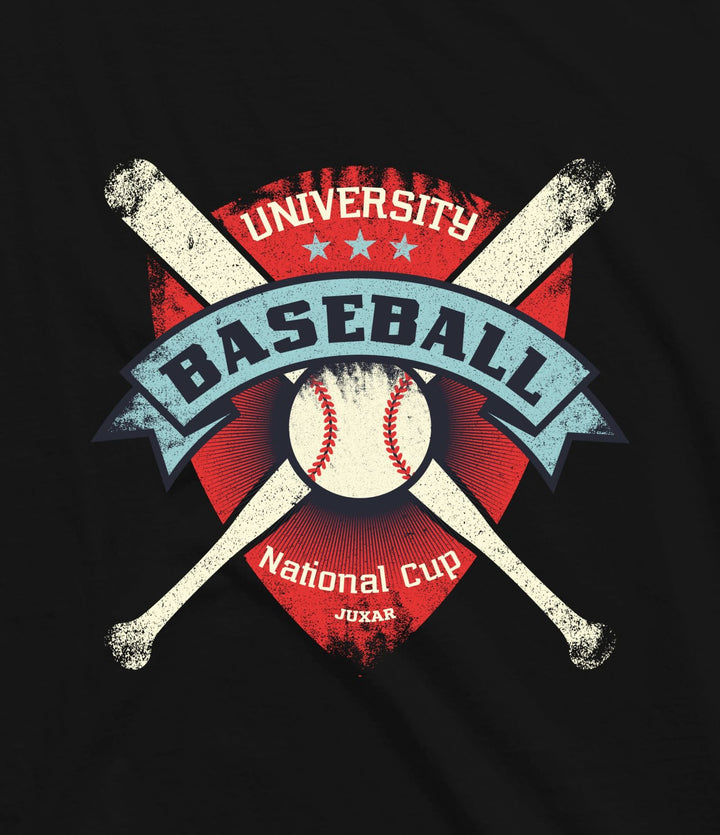 Juxar men's sando black fabric with university baseball national cup graphic design