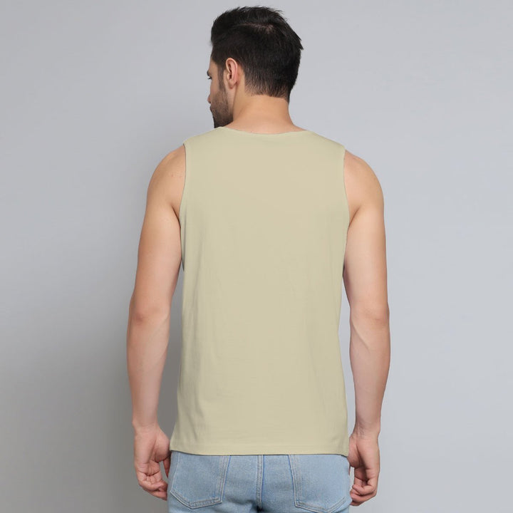 Juxar mens beige motivation sando sleeveless tank top back view casual wear