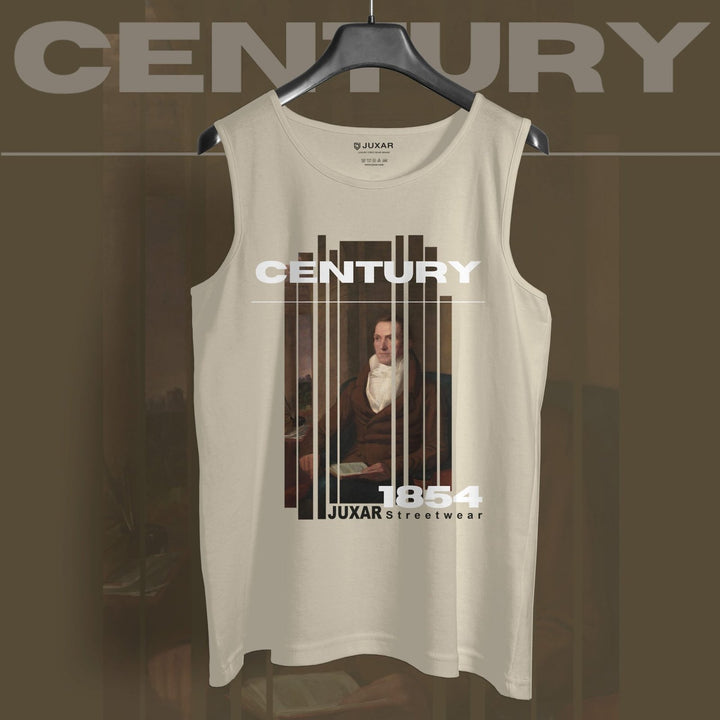 Juxar men's beige motivation sando with century 1854 graphic and modern streetwear design