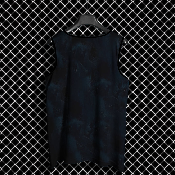 Juxar mens black muscle fit sando displayed on hanger against wire mesh background