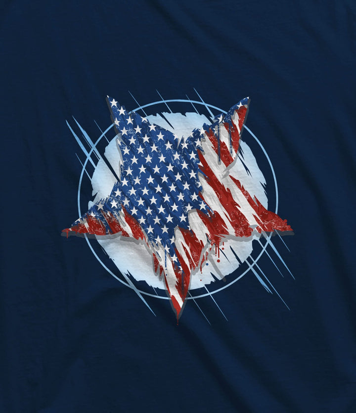 Juxar men's patriotic star sando with distressed American flag design on navy fabric