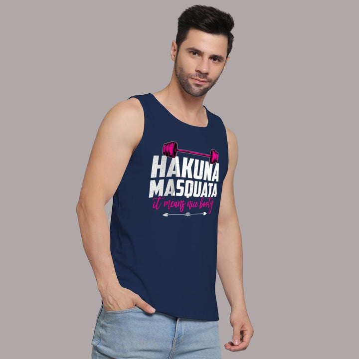Juxar navy blue sando for men with Hakuna Masquata graphic and casual fit