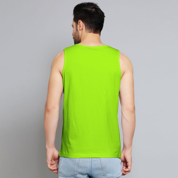 Juxar men's lime green slim fit sando sleeveless tank top back view