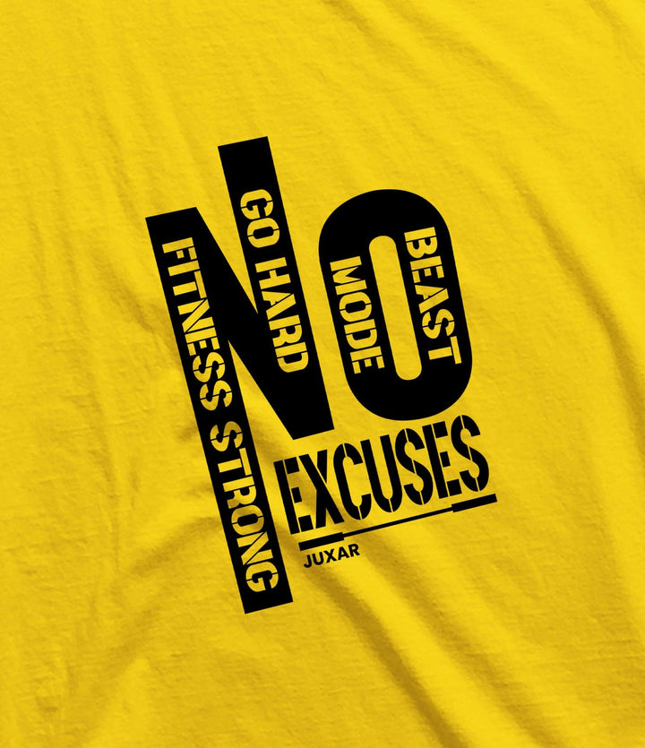Juxar trending cotton t shirts for men in yellow with black motivational fitness print