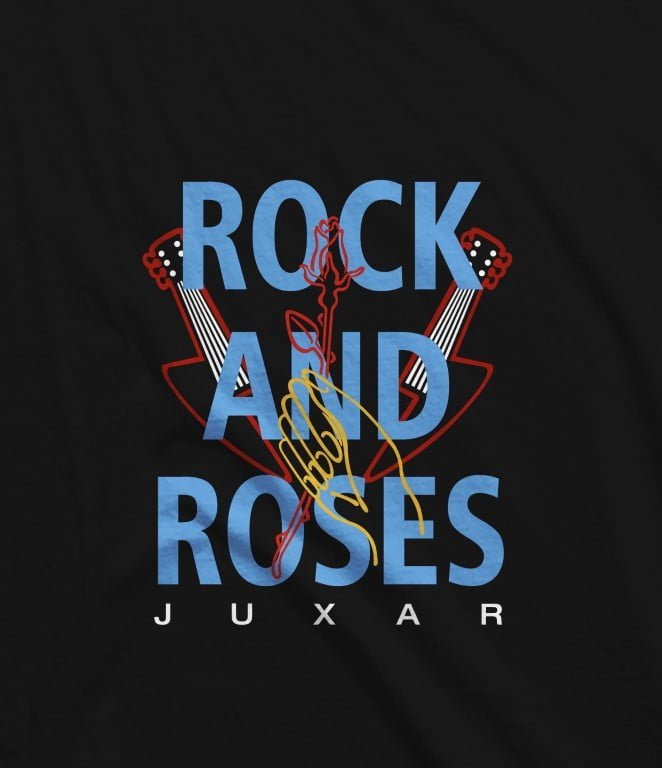 Juxar men's black t-shirt with Rock and Roses graphic design trending sando for reels