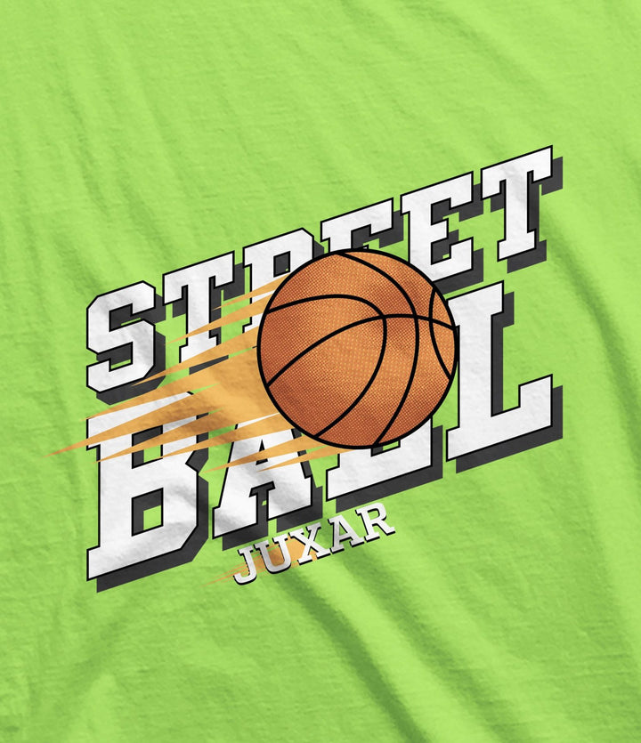 Juxar trendy sando for men in lime green with streetball basketball graphic design