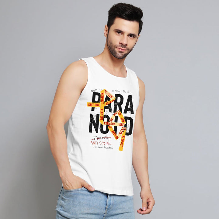 Juxar white sando for men stylish with graphic print and casual fit