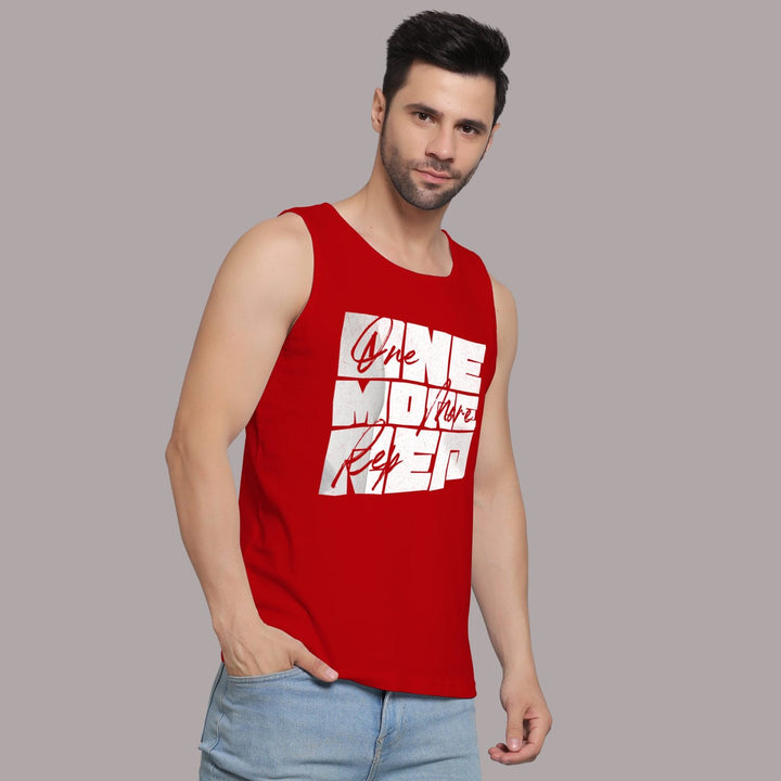 Juxar red workout muscle sando men tank top with white printed motivational text