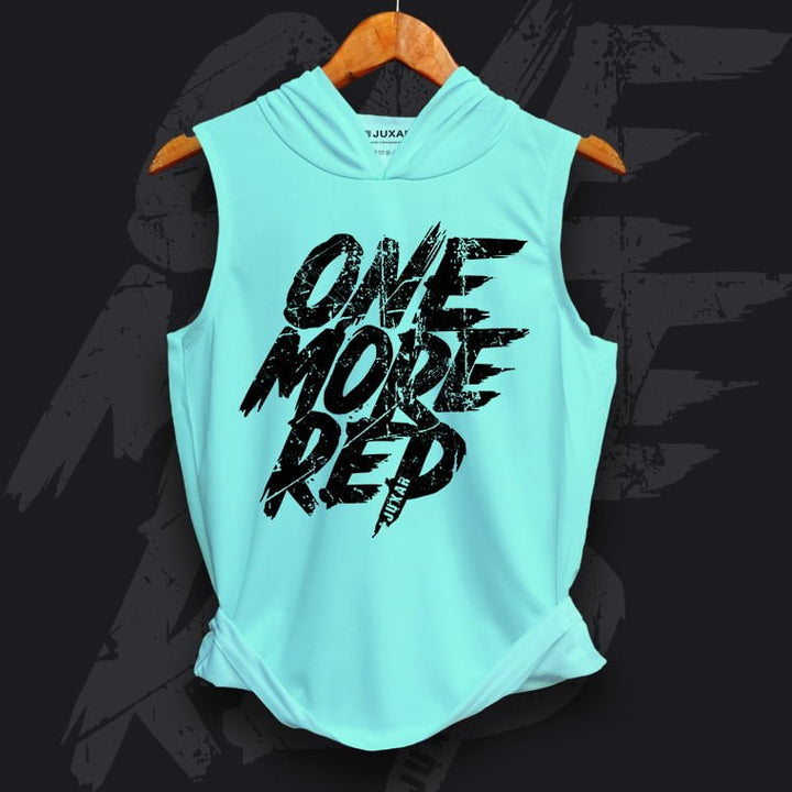 Juxar mens MINT BLUE HOODIE SANDO sleeveless hoodie with bold One More Rep graphic