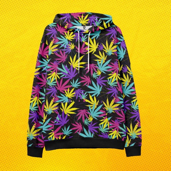 NEON LEAF PRINTED HOODIE