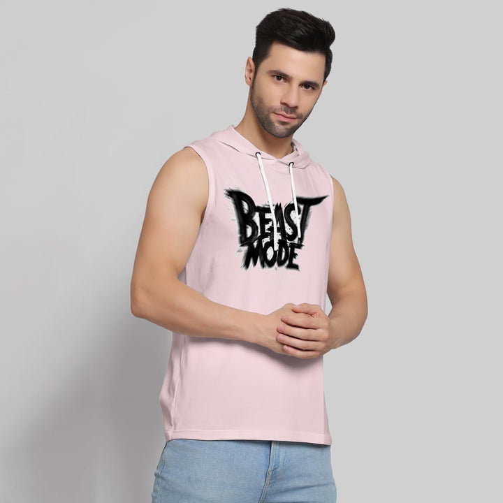 Juxar men's pastel beast hoodie sando sleeveless light pink muscle fit top