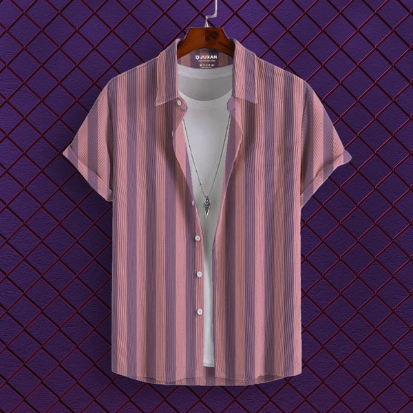 PINK STRIPES CORDUROY PRINTED SHIRT