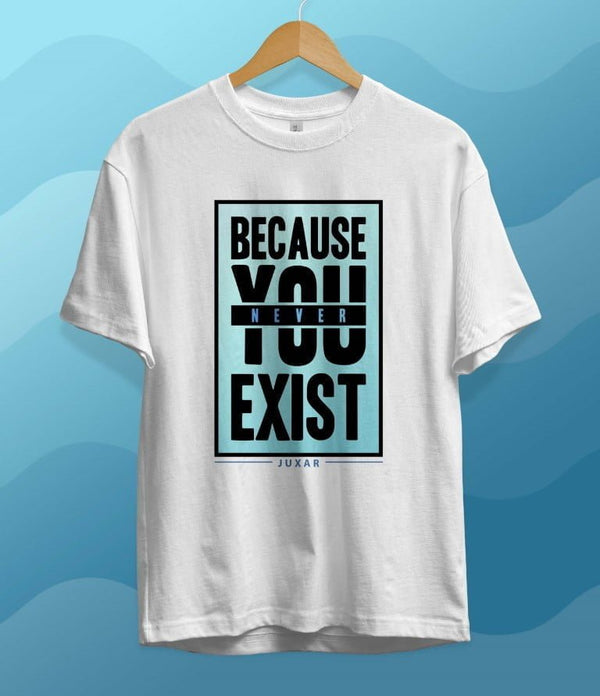 Juxar plus size cotton t shirt white with because you never exist graphic design