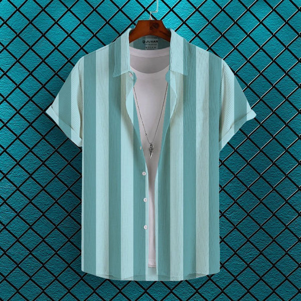 SKY BLUE STRIPES CORDUROY PRINTED SHIRT