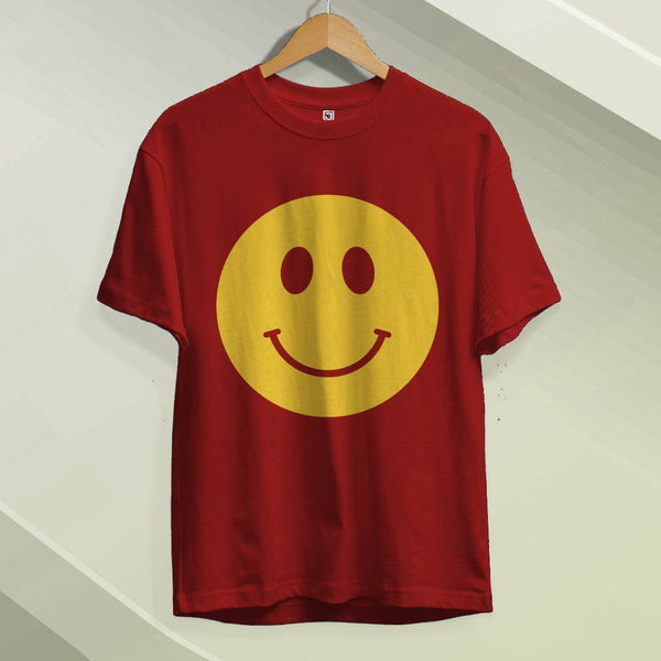 Juxar boys tie dye t shirt red short sleeve with large yellow smiley face graphic casual wear