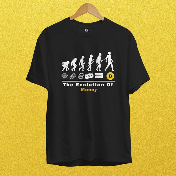 Juxar black soft cotton t shirts for gifting with evolution of money graphic print