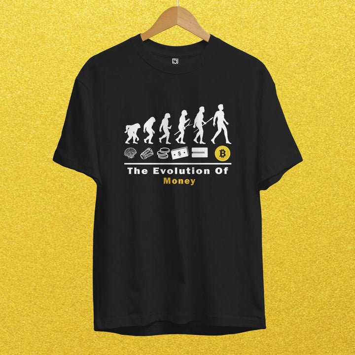 Juxar black soft cotton t shirts for gifting with evolution of money graphic print