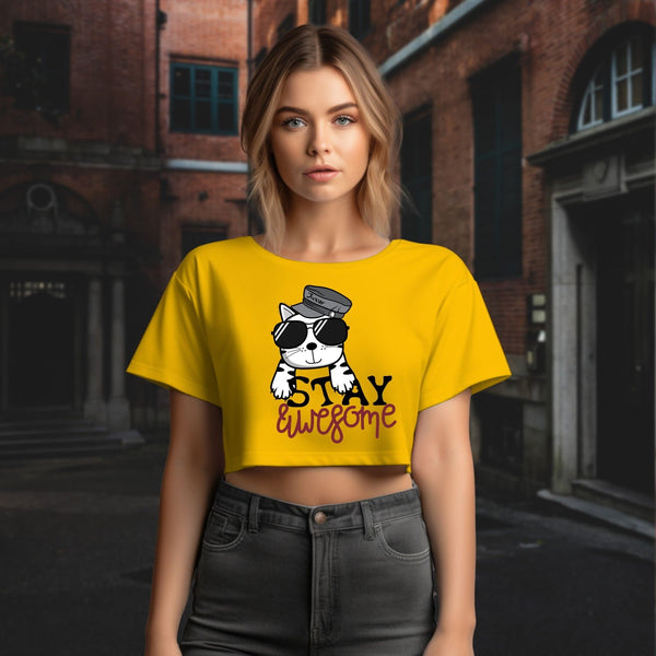 STAY AWESOME CROP OVERSIZE T-SHIRT