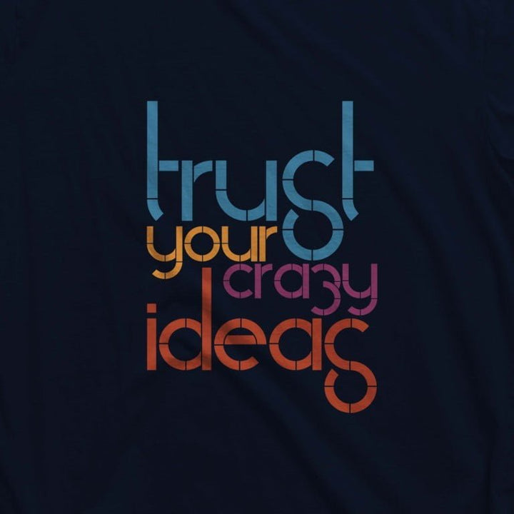 Juxar cotton hip hop longline t shirt navy with colorful Trust Your Crazy Ideas typographic design