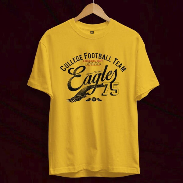 Juxar stylish cotton t shirt for college boys with yellow color and Eagles football team print