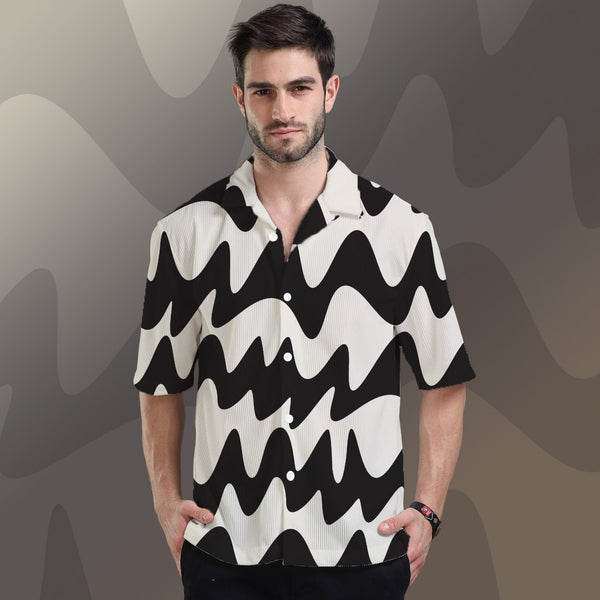 TILE WAVES CORDUROY OVERSIZE PRINTED SHIRT