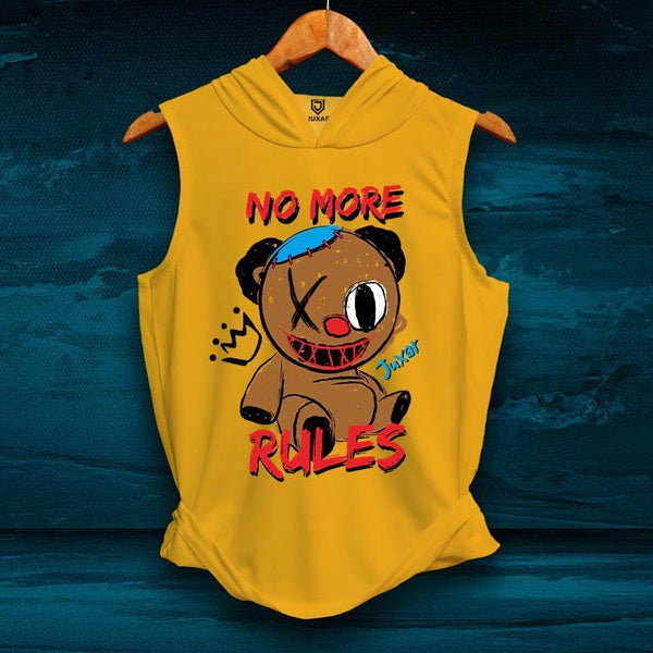 Juxar yellow workout hoodie sando for men with no more rules graphic design