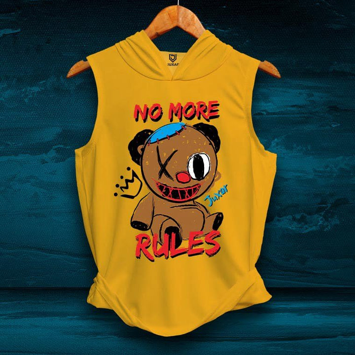 Juxar yellow workout hoodie sando for men with no more rules graphic design