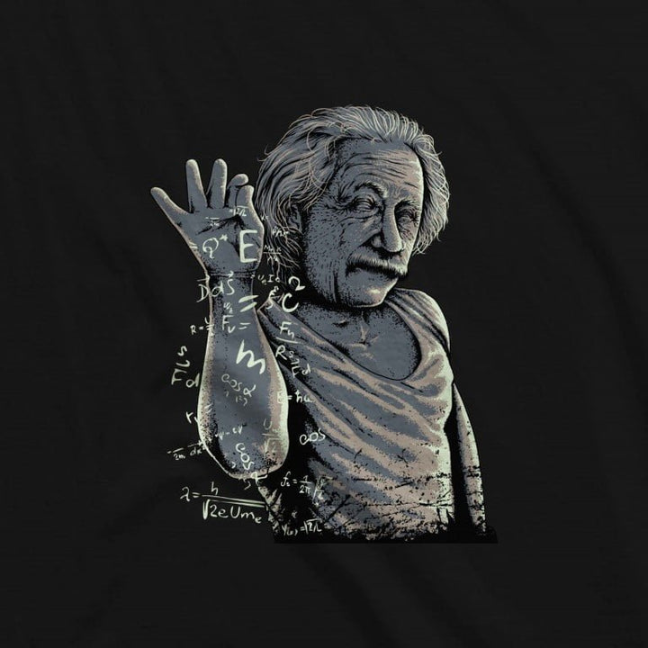 Juxar streetwear cotton longline t shirt black with vintage scientist graphic sprinkling math formulas