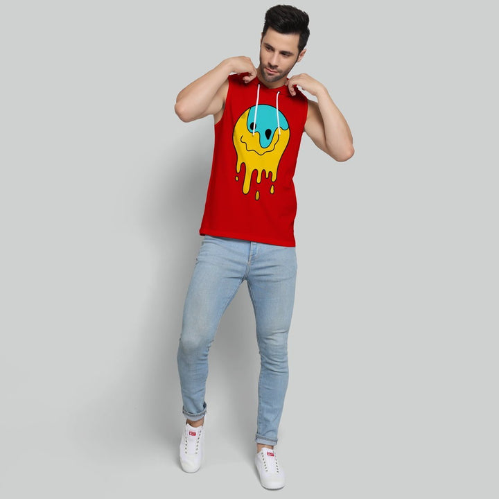 Juxar mens red polyester gym sando with graphic print sleeveless casual fit