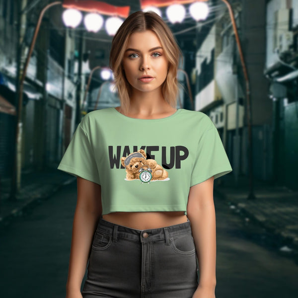 WAKE UP CROP OVERSIZE T-SHIRT